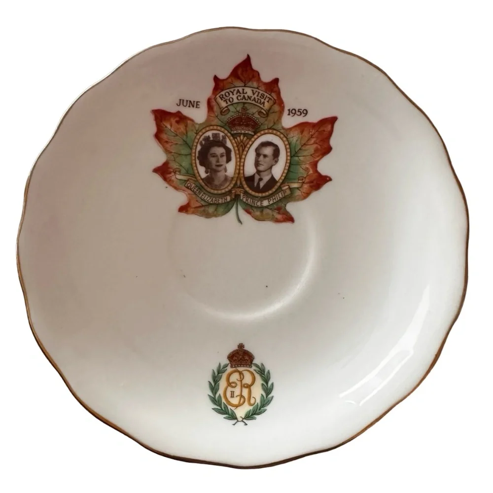COLCLOUGH Queen Elizabeth Prince Philip Tea Cup & Saucer 1959 Visit to Canada